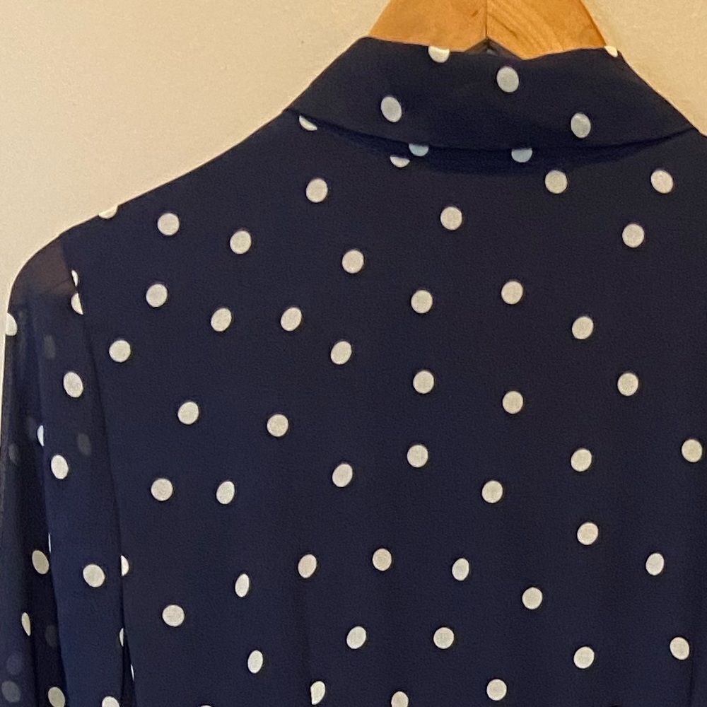 Navy Polka Dot Shirt Dress - Picture 7 of 8